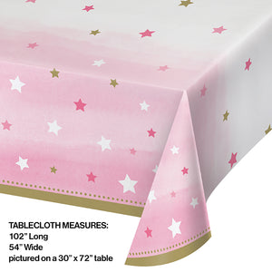 One Little Star - Girl Plastic Tablecover All Over Print, 54" X 102" Party Decoration