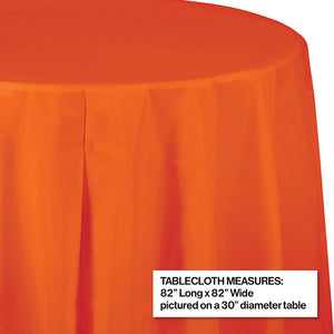 Sunkissed Orange Round Plastic Tablecover, 82" Party Decoration