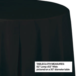 Black Velvet Round Plastic Tablecover, 82" Party Decoration