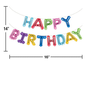 Rainbow Foil Birthday Balloon Banner, 13 ct Party Decoration