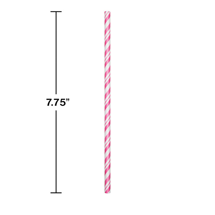 Creative Converting Straws - Striped Candy Pink - 24ct - Watkins