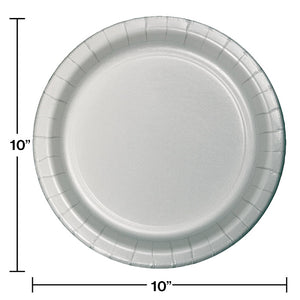 Shimmering Silver Banquet Plates, 24 ct