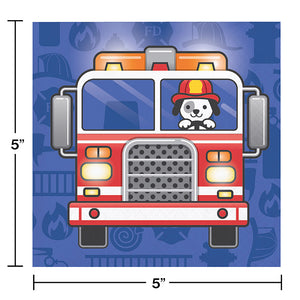 Fire Trucks Beverage Napkins, 16 ct Party Decoration