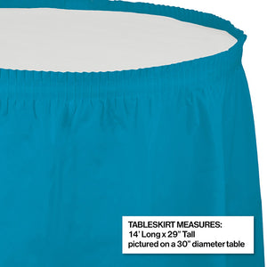 Turquoise Plastic Tableskirt, 14' X 29"