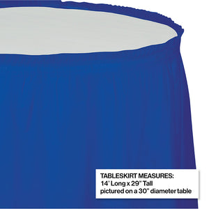 Cobalt Plastic Tableskirt, 14' X 29"