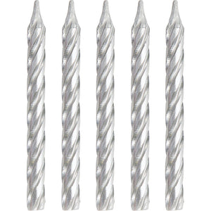 Silver Spiral Candles, 24 ct by Creative Converting