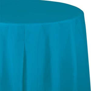 Turquoise Round Plastic Tablecover, 82" by Creative Converting