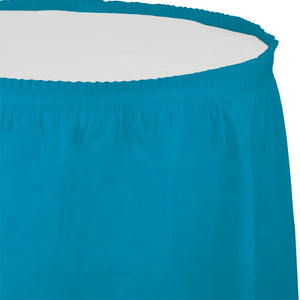 Turquoise Plastic Tableskirt, 14' X 29"